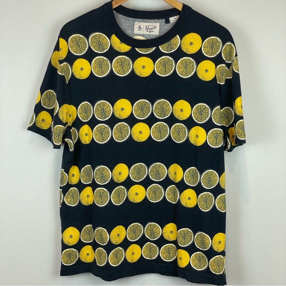 Original Penguin Lemon T-Shirt - Navy & Yellow - Medium
